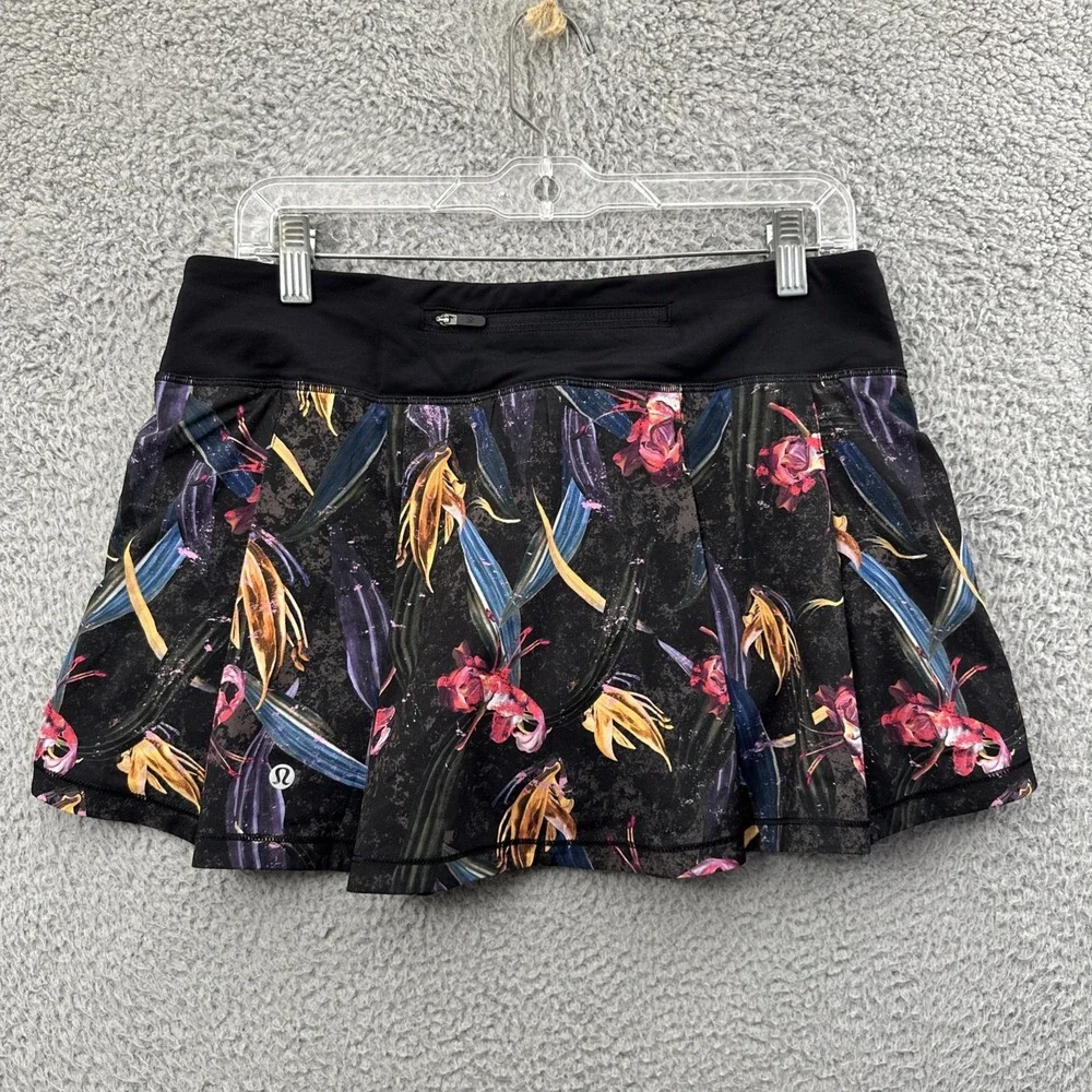Lululemon‎ Pace Rival Mid Rise Skirt Skort Veiled Floral Athletic Tennis Women 8